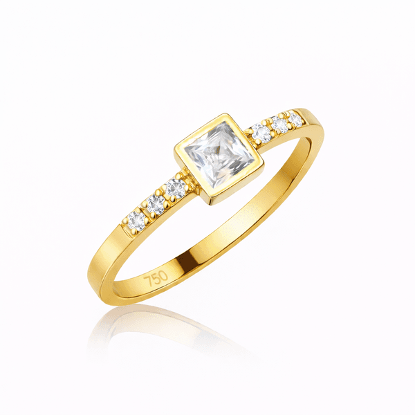 Anel De Ouro 18k Square