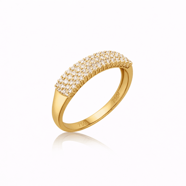 Meia Aliança De Ouro 18k Celeste Com Zircônias