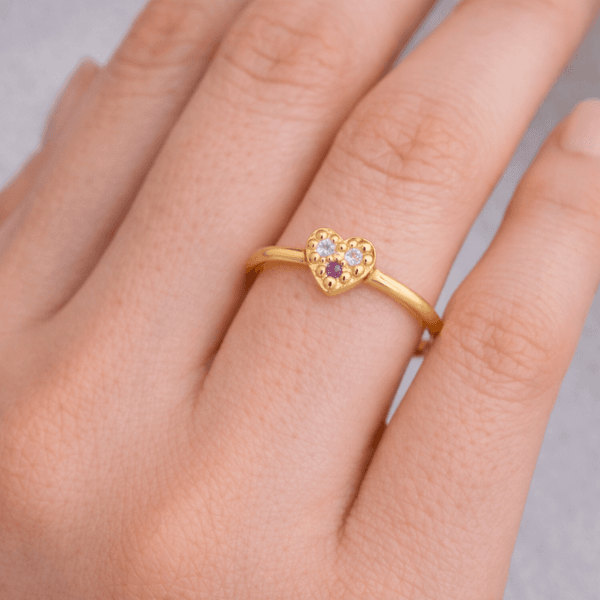 Anel de ouro 18k Coração Com Zircônias