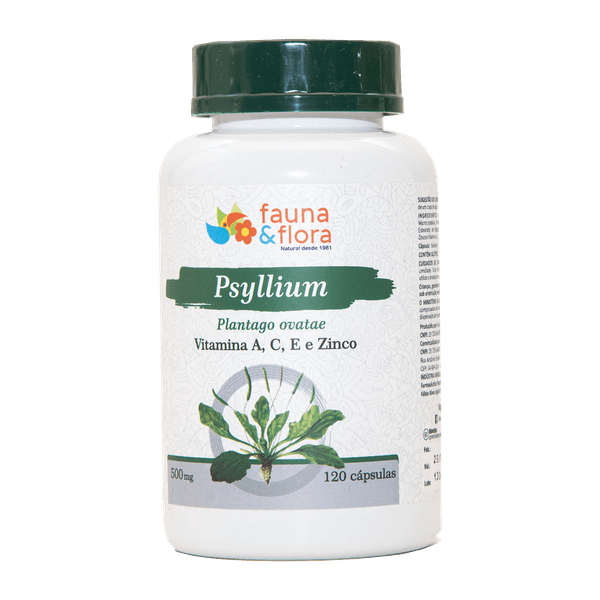 Psyllium 500mg Vitamina A, C, E e Zinco 500mg 120 caps 