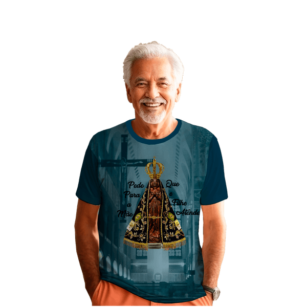 Camiseta Nossa Senhora Aparecida. GCA1345 Azul Petroleo