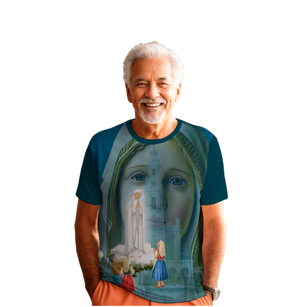 Camiseta Nossa Senhora de Fátima. GCA1346 Azul Petroleo