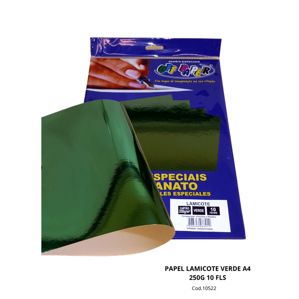 Papel Lamicote Verde A4 250g 10 Fls