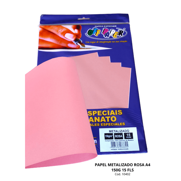 Papel Metalizado Rosa A4 150g 15 Fls