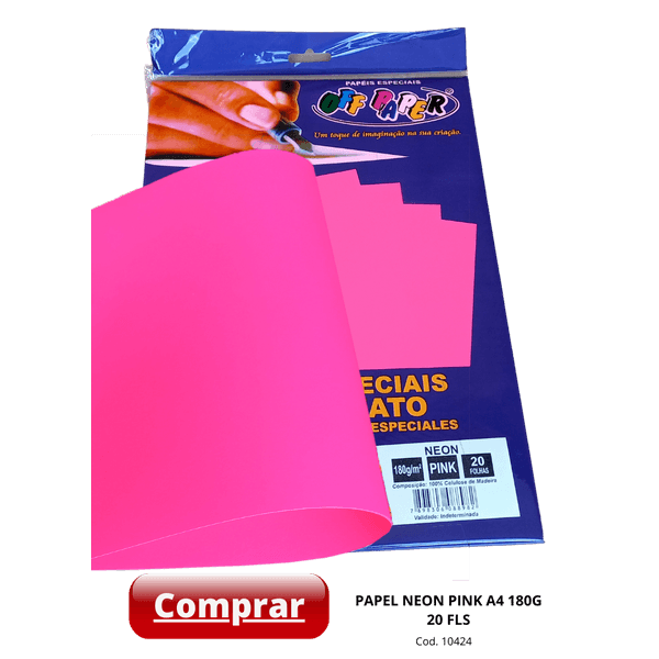 Papel Neon Pink A4 180g 20 Fls