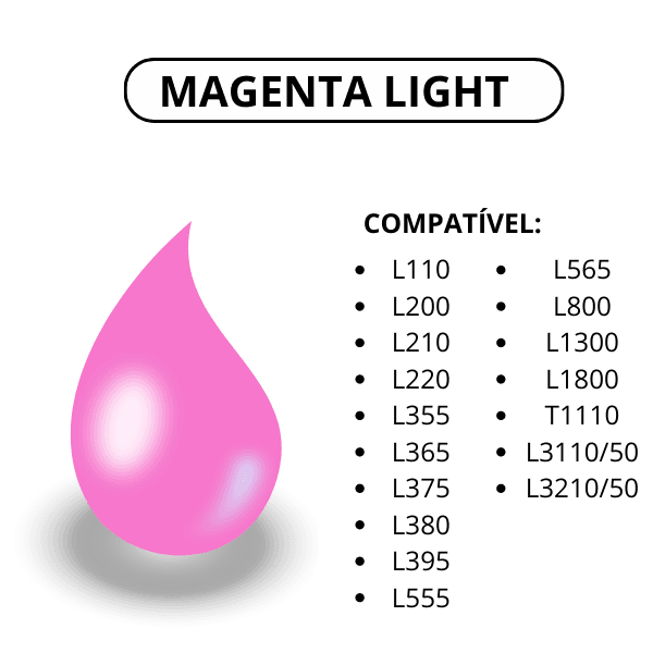 TINTA EPSON T544, T664, T504 CORANTE PROTOINK MAGENTA LIGHT 100ML REF. E850 