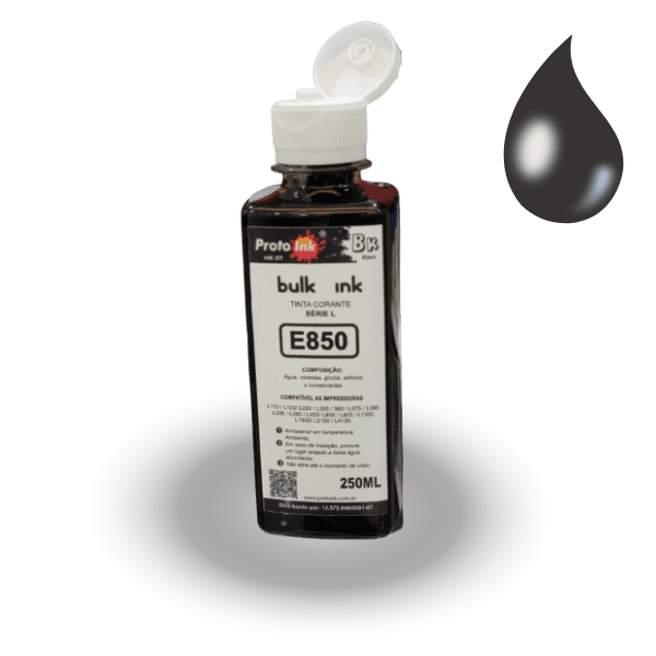 TINTA EPSON T544, T664, T504 CORANTE PROTOINK BLACK 250ML REF. E850