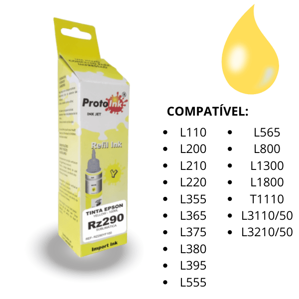 TINTA EPSON RZ290 SUBLIMÁTICA 100 ML PROTOINK |COR:YELLOW RZ290