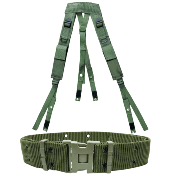 Kit Cinto N.A E Suspensório militar com bolsos de apoio - Verde