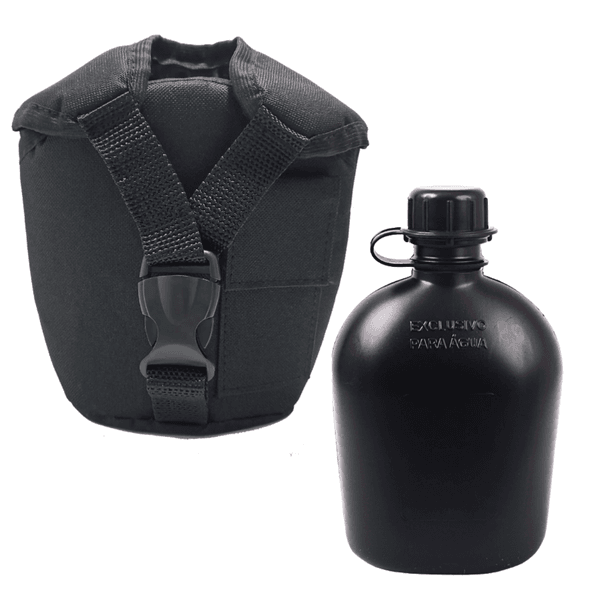 Kit Cantil e Porta cantil Militar - Preto