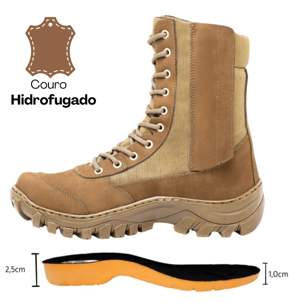 Coturno Coyote Novo Modelo Do Exército - Protetor de velcro com Zíper