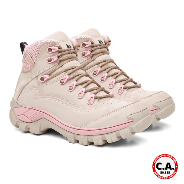 Bota Feminina Chicago - Saara /Rosa Coturno em Couro Legìtimo com C.A. 50.885 - Power Girl
