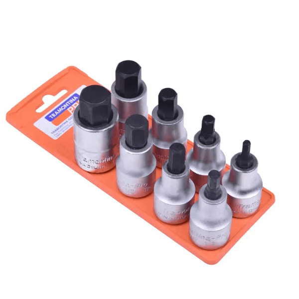 Jogo de Soquete 1/2 Ponta Allen Hexagonal 4 a 17mm com 8 PCS Tramotina Pro