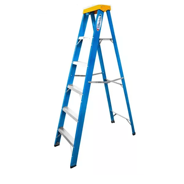 Escada Fibra Tesoura Premium Azul 6 Degraus 1,80m Wbertolo TAFP6