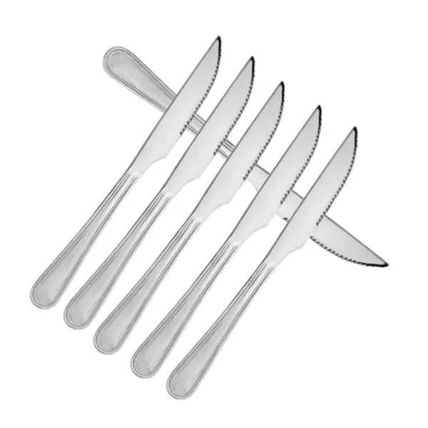 Jogo de Facas de Mesa Aco Inox 19cm Bar Restaurante Obras 6 PCS
