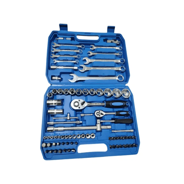 Jogo de Soquete Catraca Reversivel 1/2 e 1/4 Com Acessórios 82 PCS Aco Cromo Vanadio New Tools