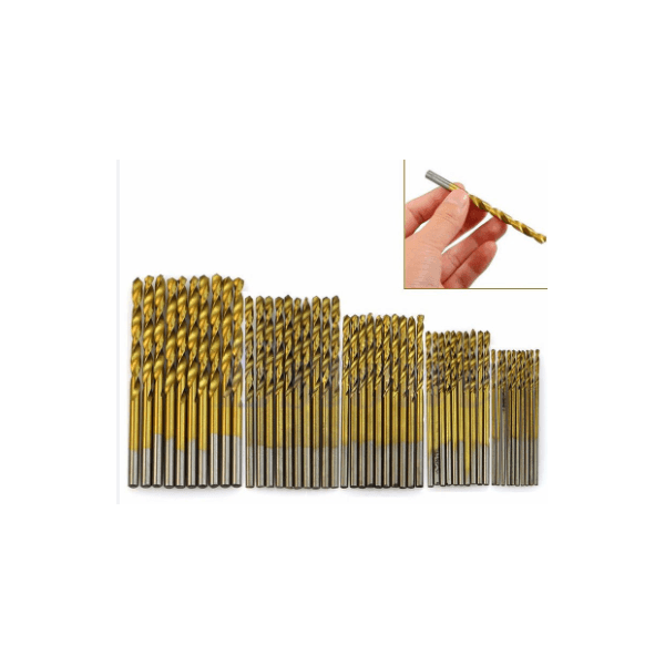 Conjunto de Brocas HSS Revestida de Titanio 1mm a 3mm Com 50 PCS