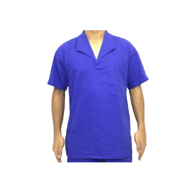 Camisa Brim Manga Curta Gola V Azul Royal T-G