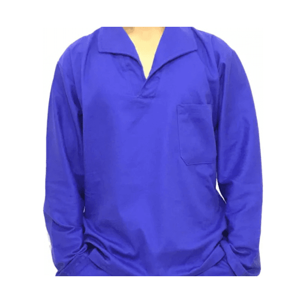 Camisa Brim Manga Longa Gola V Azul Royal T-G