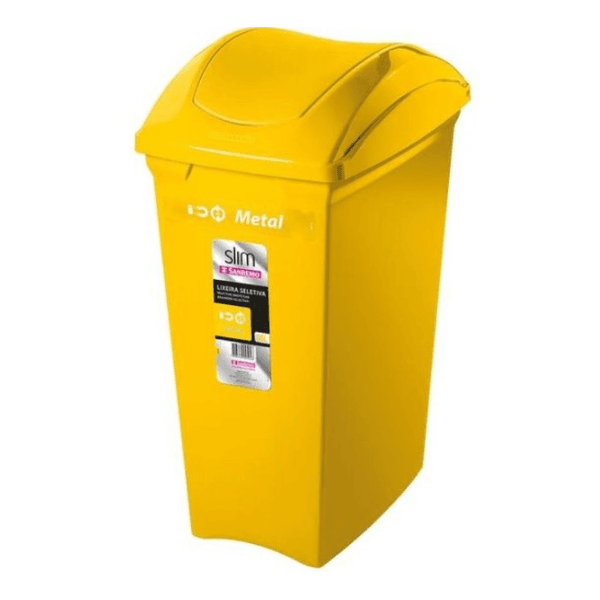 Lixeira Basculante 40L Amarelo Coleta Seletiva SuperPro