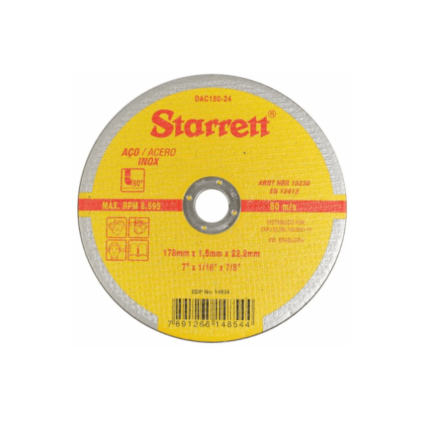 Disco Corte 7 x 3mm Aco Inox Starret I-PLUS 3m
