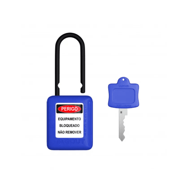 Cadeado de Bloqueio Azul Haste Plastica 38mm 1 Chave Tagout CPAZ140CD