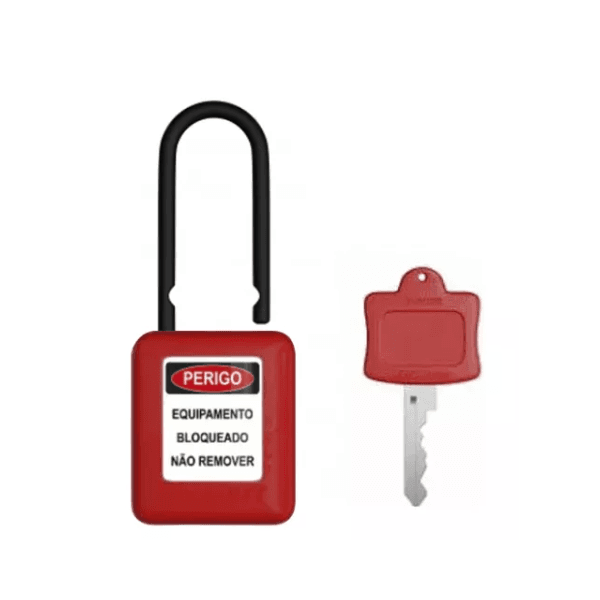 Cadeado de Bloqueio Vermelho Haste Plastica 38mm 1 Chave Tagout CPVM140CD