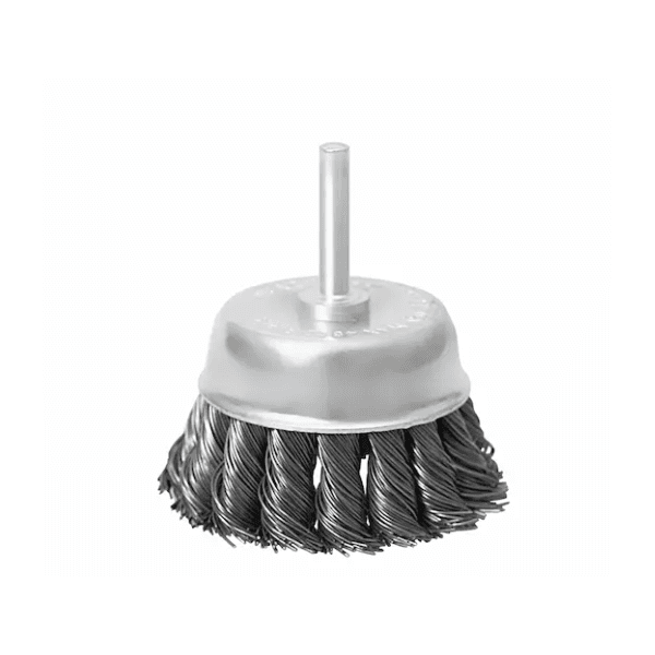Escova de aco Carbono Tipo Copo 65mm Haste 6mm Fio Torcido MTX 744689