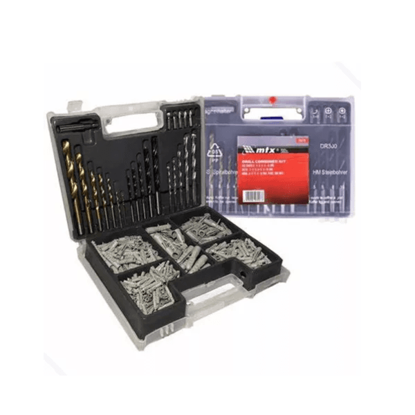 Jogo de Brocas 4 a 10mm Concreto Metal e Madeira Bits e Bucha Parede 4 5 6 8 10 300 PCS MTX 725779