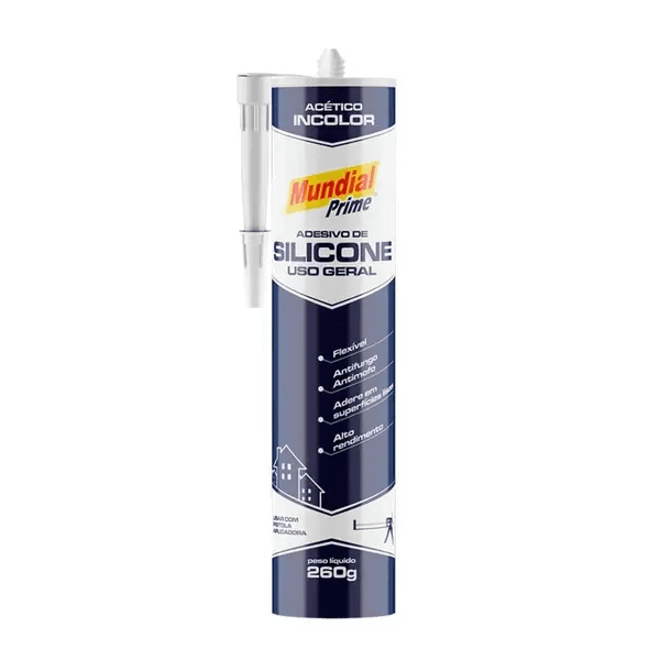 Silicone ACETICO Incolor 260Gr Mundial Prime Validade 31/07/2026