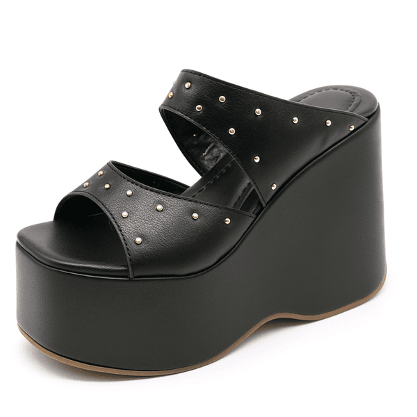 Tamanco Feminino Anabela Plataforma Flor da Pele 182179 Floter Preto