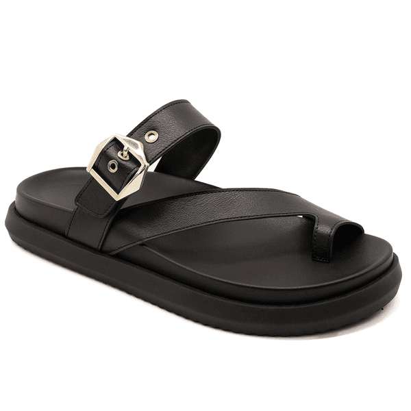 Sandalia Papete Flatform Flor da Pele Floter Preto Conforto e Estilo 007