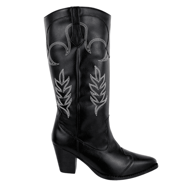 Bota Texana Feminina Preta Bordada 23011