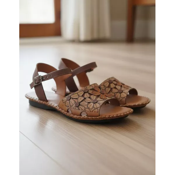 Sandália Rasteira em Couro Café Taup Whisky