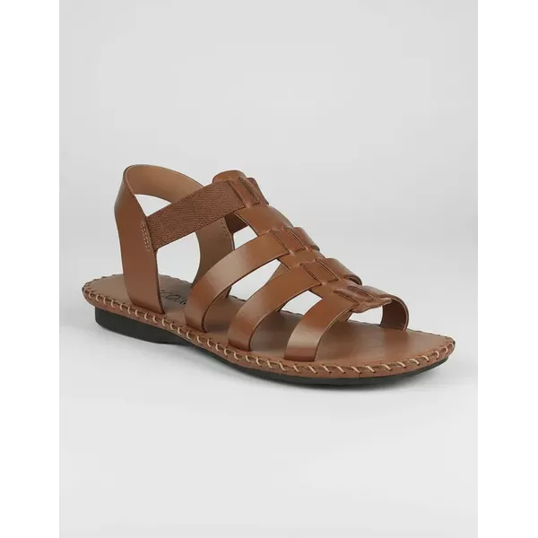 Sandália Rasteira em Couro Whisky