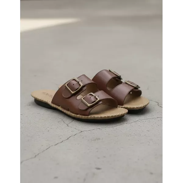 Sandália Birken em Couro Conhaque