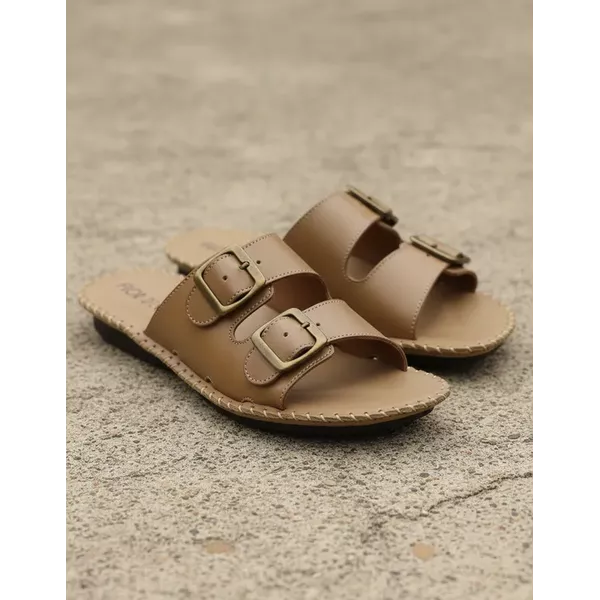 Sandália Birken em Couro Whisky