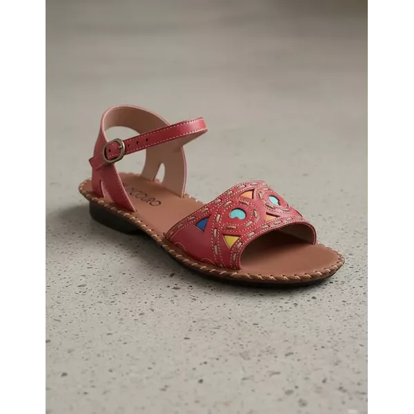 Sandália Rasteira em Couro Vermelho