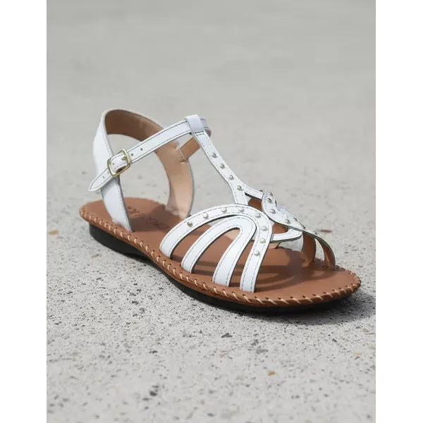 Sandália Rasteira em Couro Branco