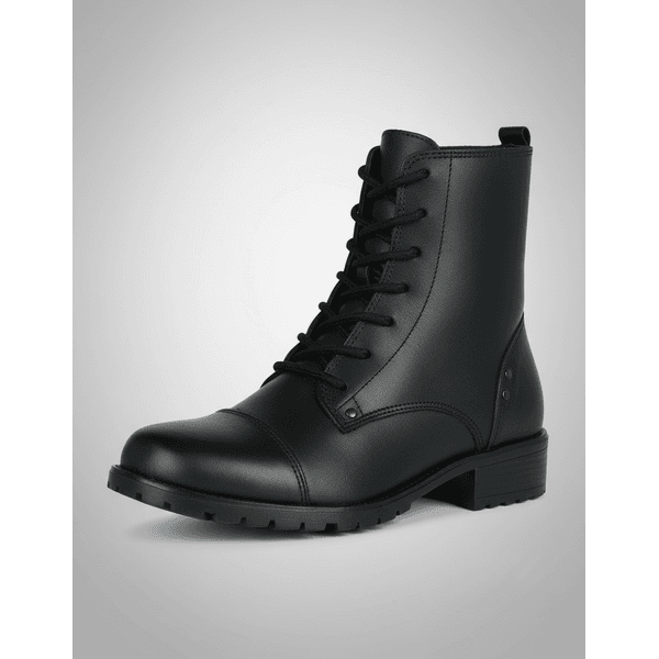 Bota Feminina Coturno Cano Curto Couro Legítimo Preto