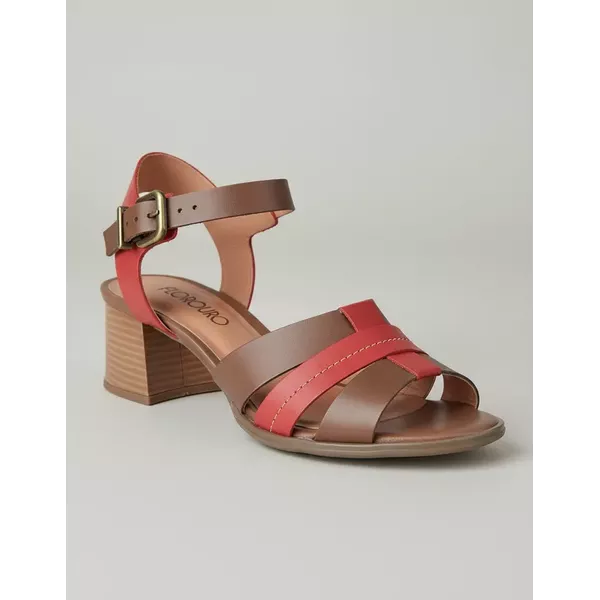 Sandália de Salto em Couro Café Vermelho