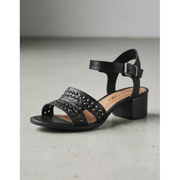 Sandália de Salto em Couro Preto