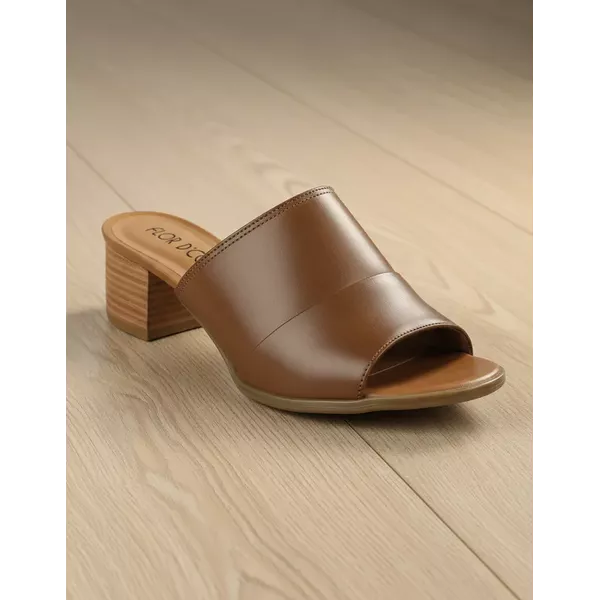 Sandália de Salto em Couro Conhaque