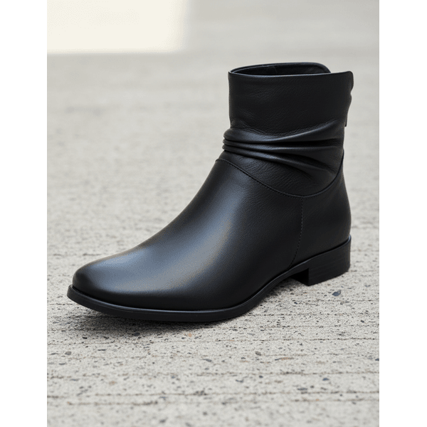 Bota Feminina Cano Curto Couro Legítimo Preto