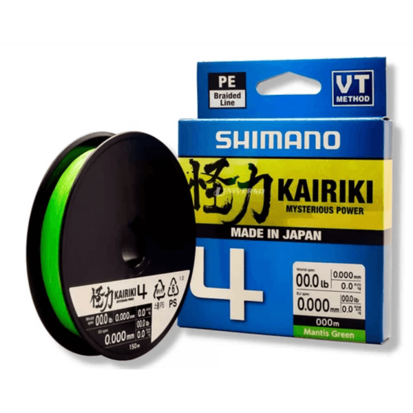 Linha Multifilamento Shimano Kairiki 4 fios - c/ 300m Cor Verde Limão LDM64TE