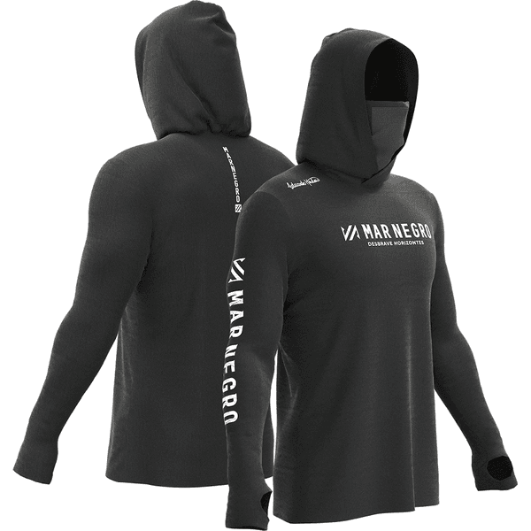 Camisa de Pesca Mar Negro X-Protection 360 -Chumbo Com Capuz, Buffer de Proteção e Filtro UV FPS50+