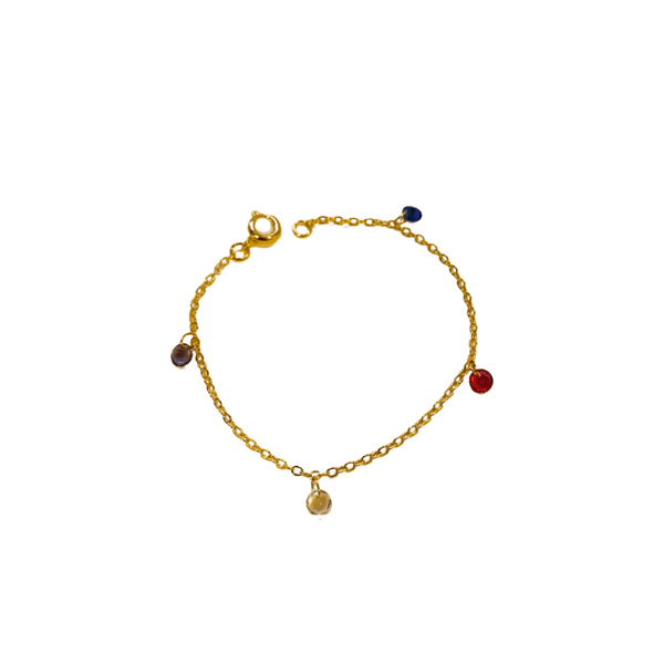 Pulseira Color Infantil- banho ouro 18k