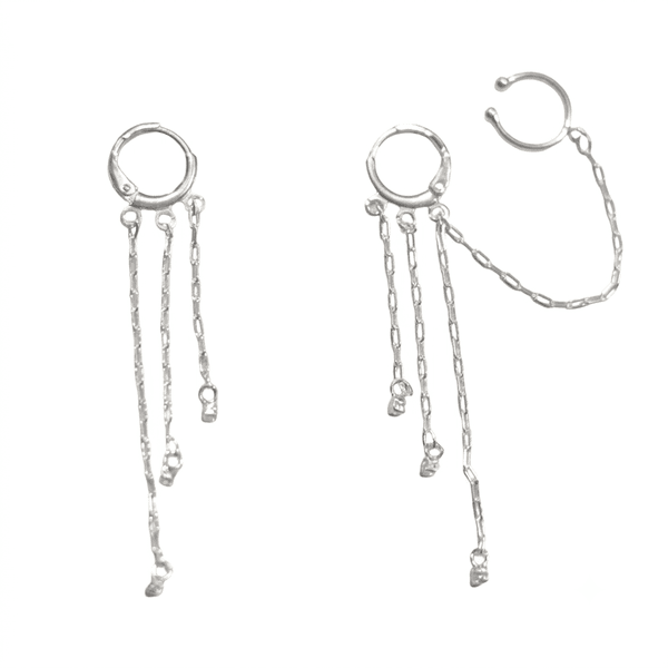 Brinco drop- banho prata - FOLIATE