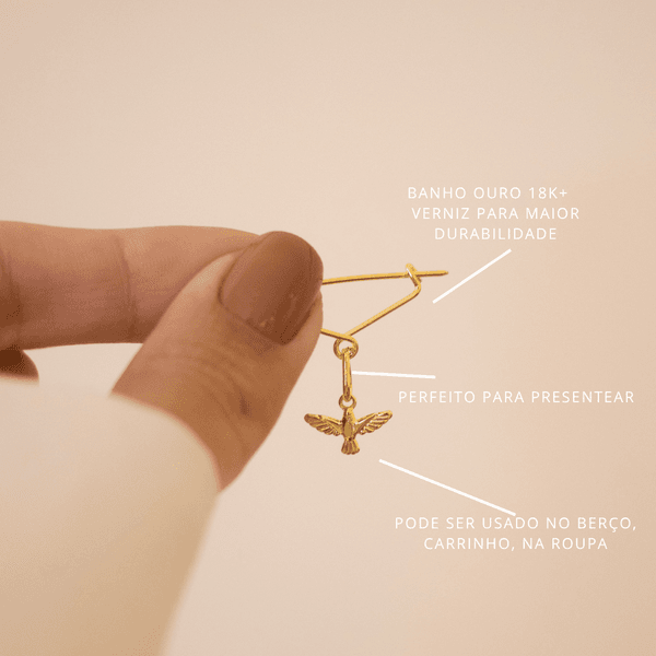 Alfinete Batizado- banho ouro 18k - FOLIATE