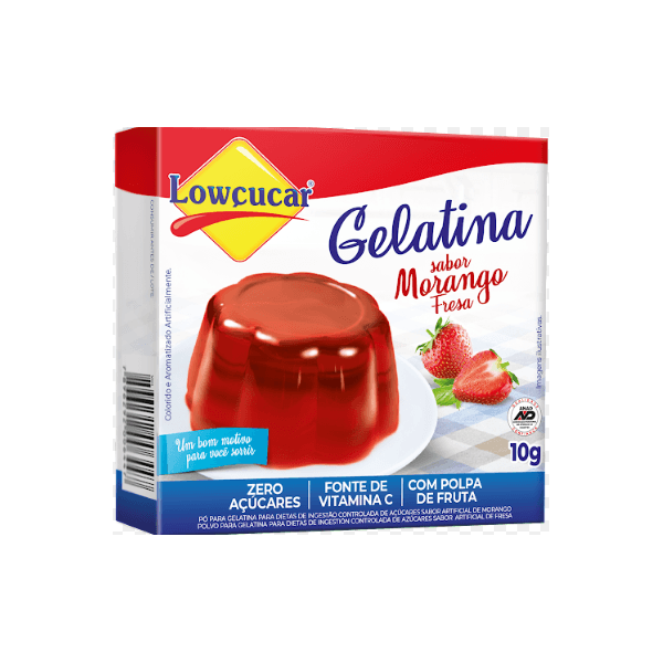 GELATINA ZERO LOWÇUCAR MORANGO 10 G